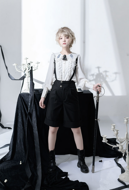 CastleToo - Corroding the Heart - Ouji Lolita Shirt Suspenders Shorts