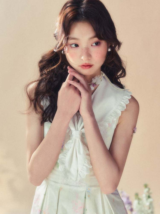 Frills Sailor Collar Floral Sleeveless Dress【s0000008070】