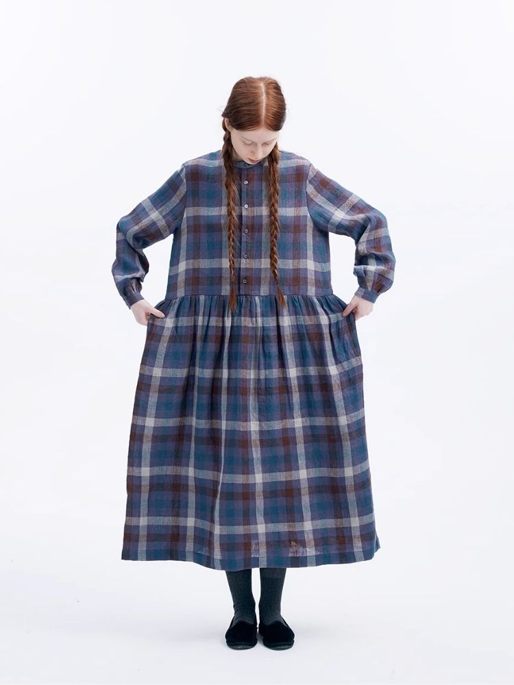 Plaid Long Sleeve Dress【s0000007953】