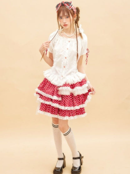 Ruffled Lace Blouse【s0000001876】