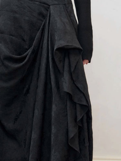 Dark jacquard ruched half-body skirt【s0000008179】