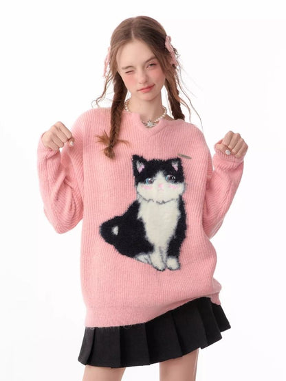 Soft thick thin cute cat sweater【s0000006144】