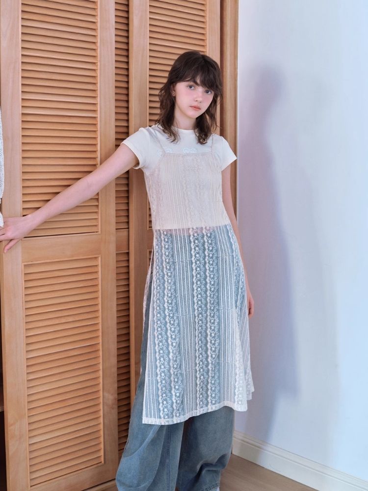 White lace halter dress【s0000007055】