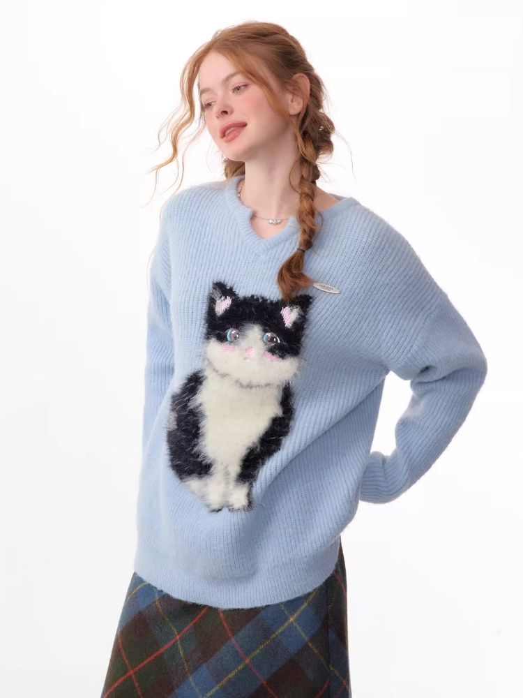 Soft thick thin cute cat sweater【s0000006144】