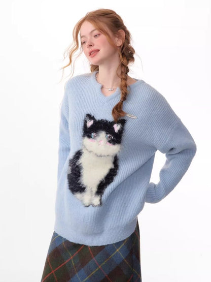 Soft thick thin cute cat sweater【s0000006144】