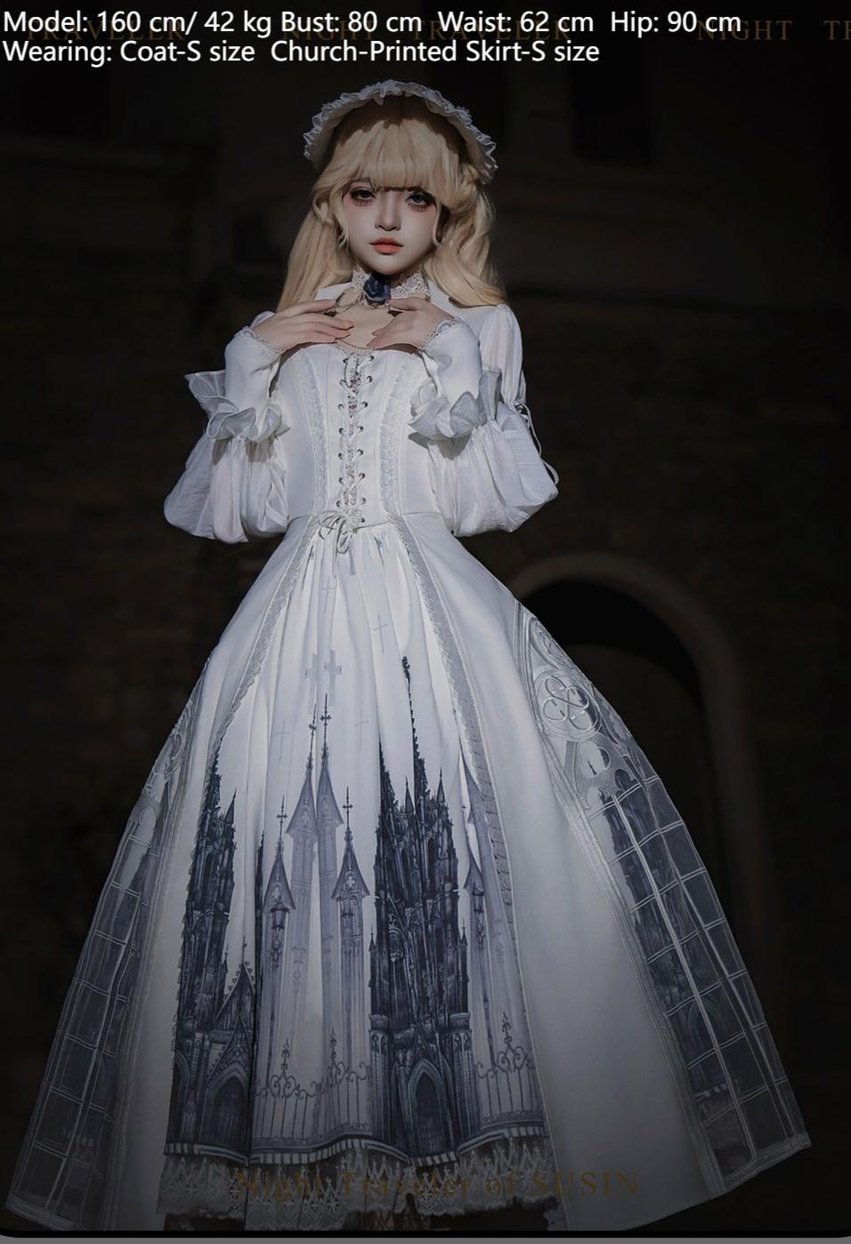 Susin Lolita - Night Traveler - Gothic Lolita Skirt Long Coat Long-Sleeved Shirt and Bustier
