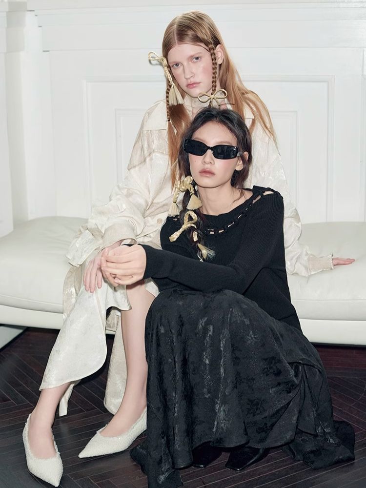 Dark jacquard ruched half-body skirt【s0000008179】