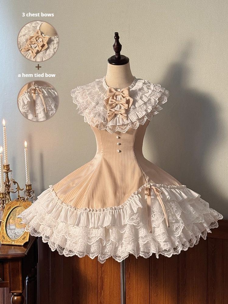 Alice Girl - Arrogant Miss - Sweet Lolita Jumper Dress with Tiered Lace Dress