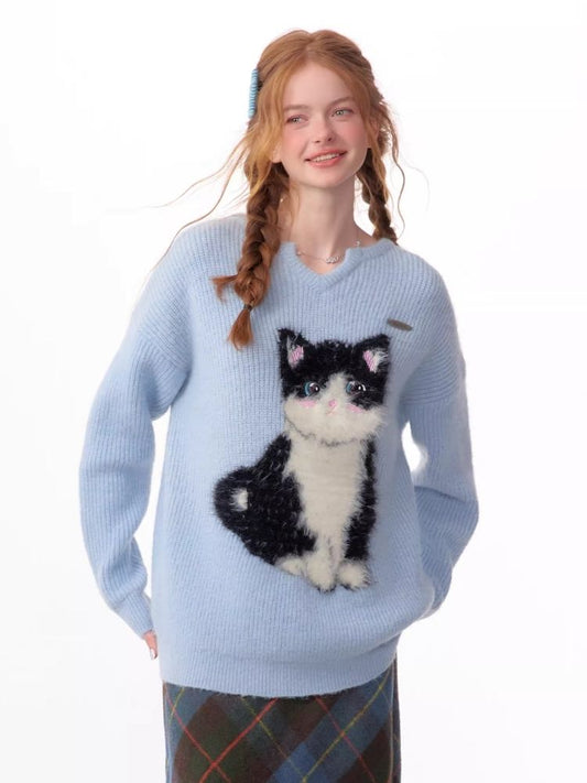 Soft thick thin cute cat sweater【s0000006144】