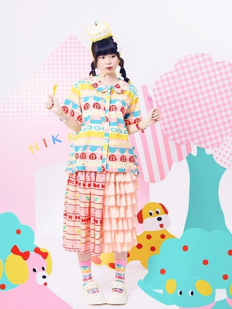 Showa girl colorful shirt 【s0000002876】