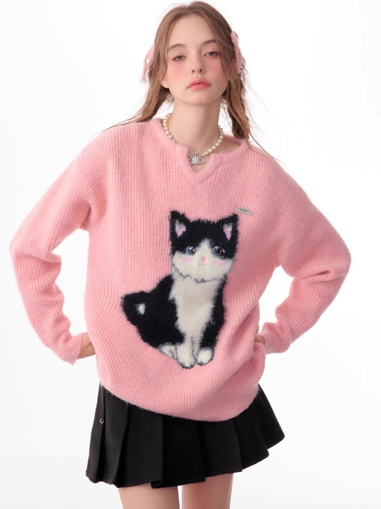 Soft thick thin cute cat sweater【s0000006144】