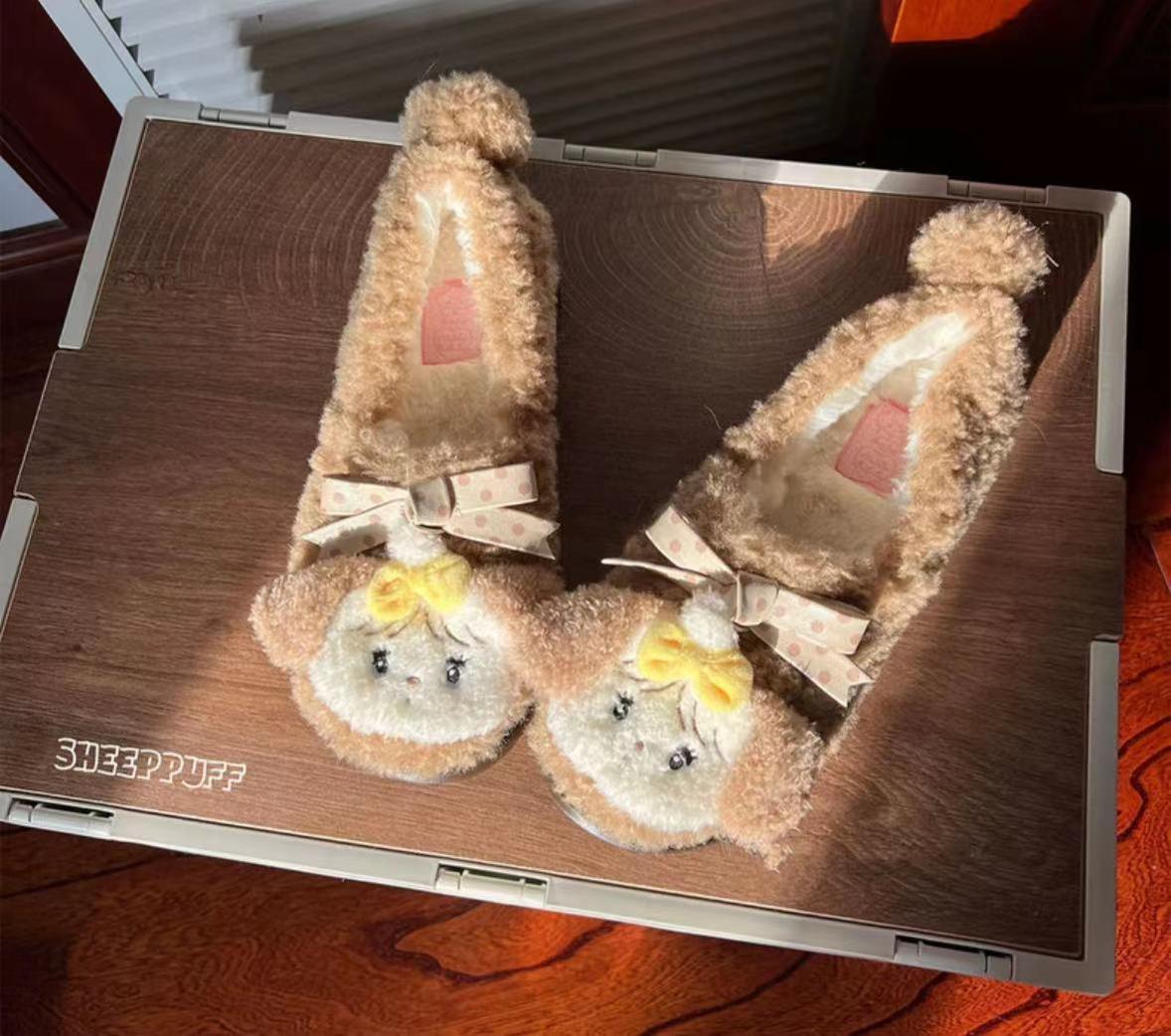 Sheep Puff - Mikko Rolled - Winter Lolita Shoes Warm Fleece Shoes