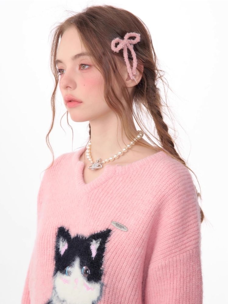 Soft thick thin cute cat sweater【s0000006144】