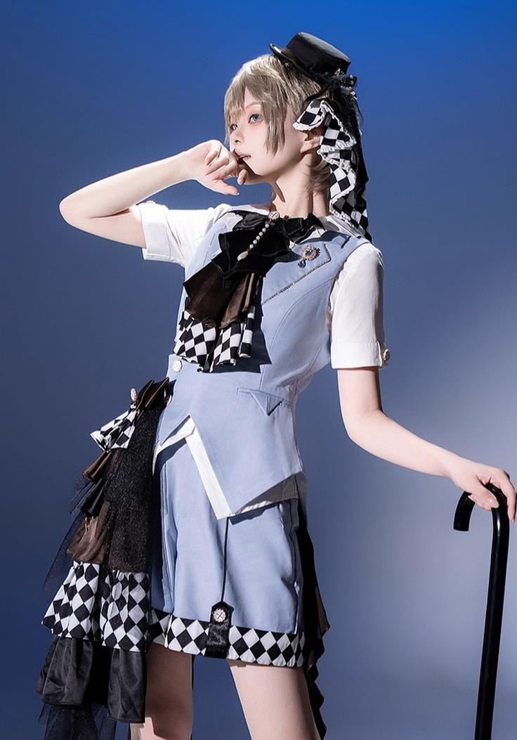 Forest Fluorescent Carps - The Judge's Game - Light Blue Ouji Lolita Shorts, Short Sleeve Shirt