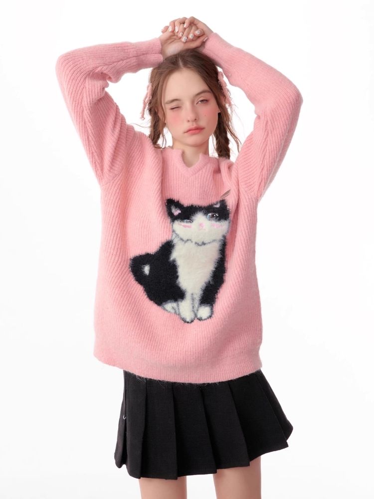 Soft thick thin cute cat sweater【s0000006144】