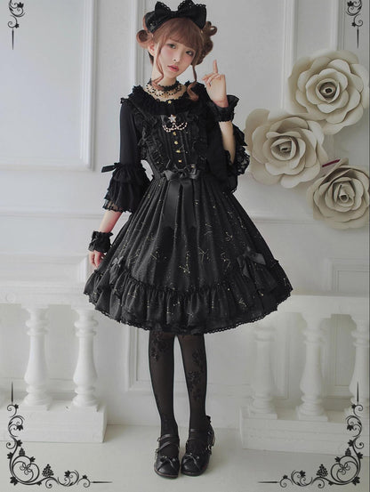 Sakuya Lolita - Whisper Of Stars - Constellation Foil Printing Elegant Lolita High Waist JSK Dress
