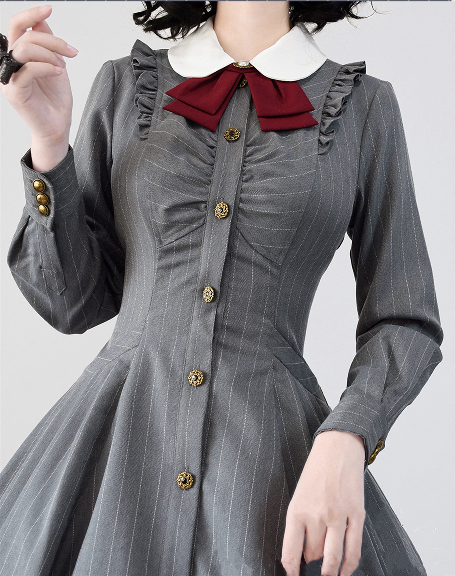 Forest Wardrobe - Winter Lolita Classic Front Open Stripe OP