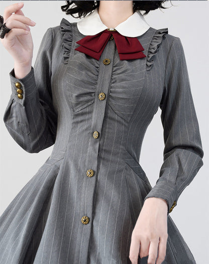 Forest Wardrobe - Winter Lolita Classic Front Open Stripe OP
