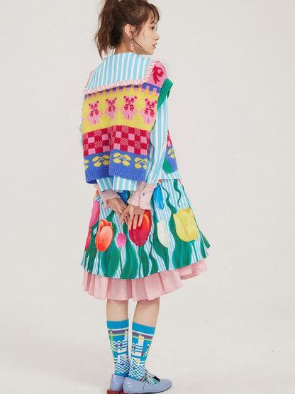 Deformed plaid socks【s0000002092】