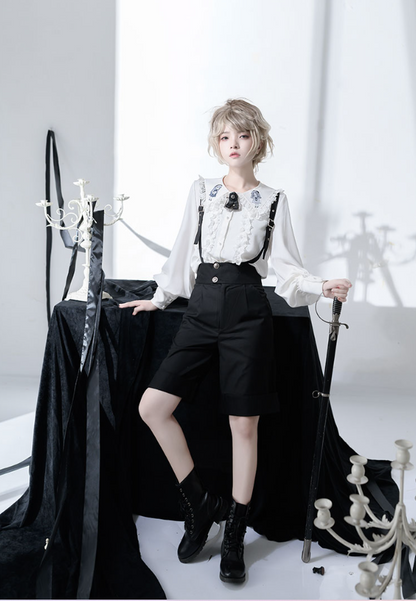 CastleToo - Corroding the Heart - Ouji Lolita Shirt Suspenders Shorts