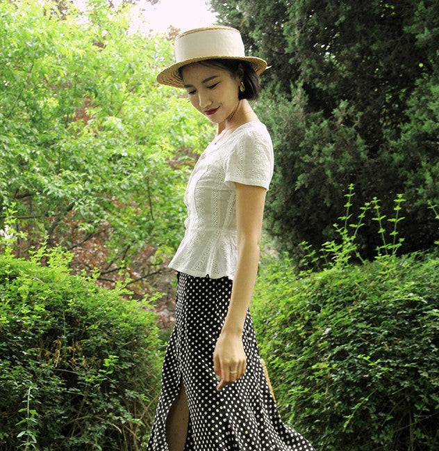 white embroidered classic blouse