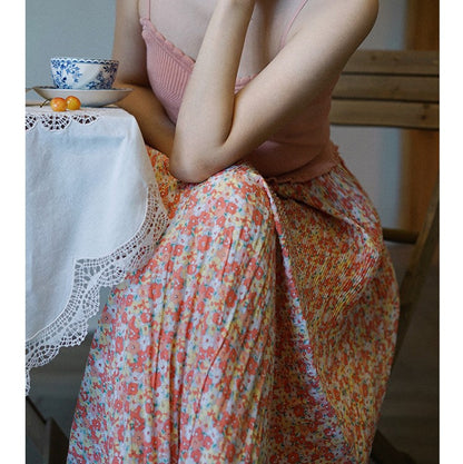 Secret garden pleated long skirt