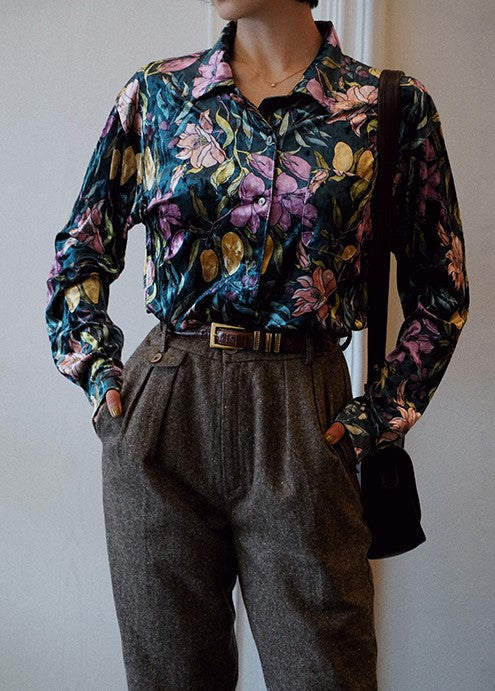 floral drawing vintage shirt