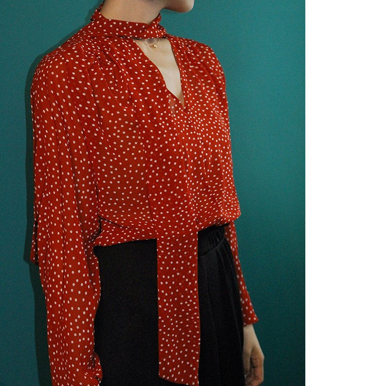 Lady's Polka Dot Retro Blouse