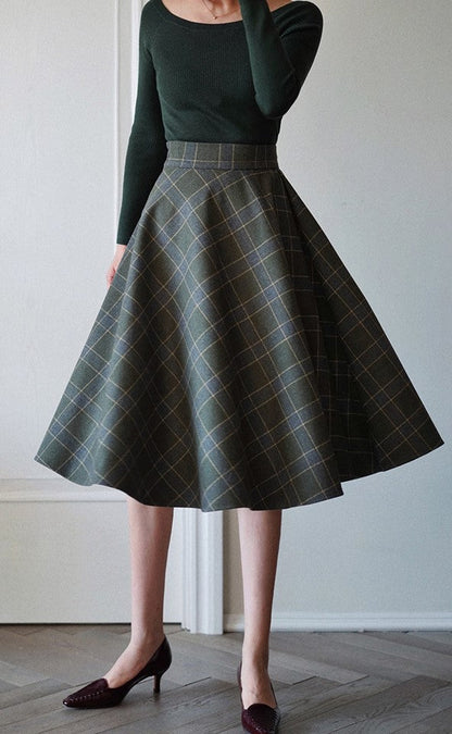 Western ladies plaid retro skirt