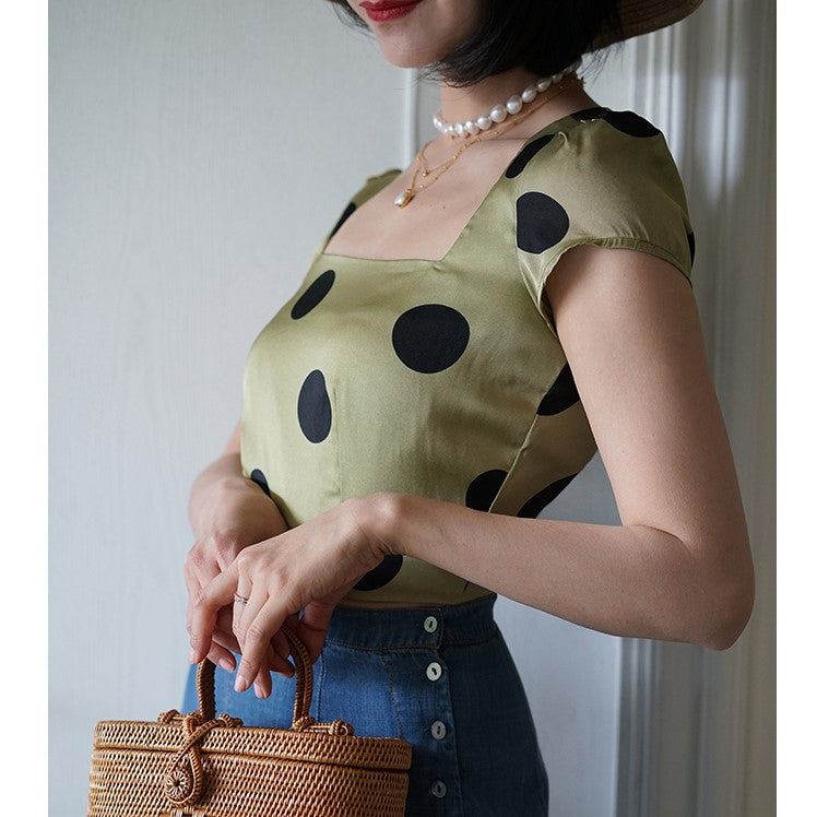 Duchess polka dot vintage blouse