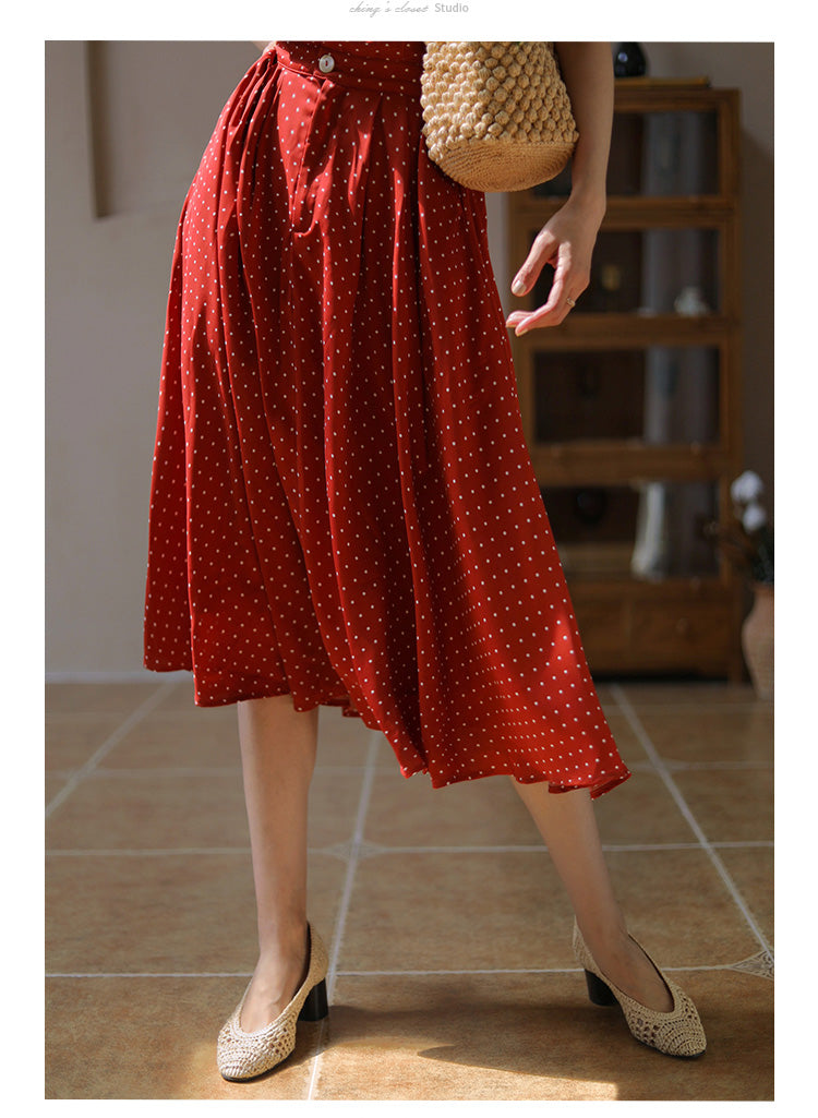 Red Polka Dot Pattern Retro Dress