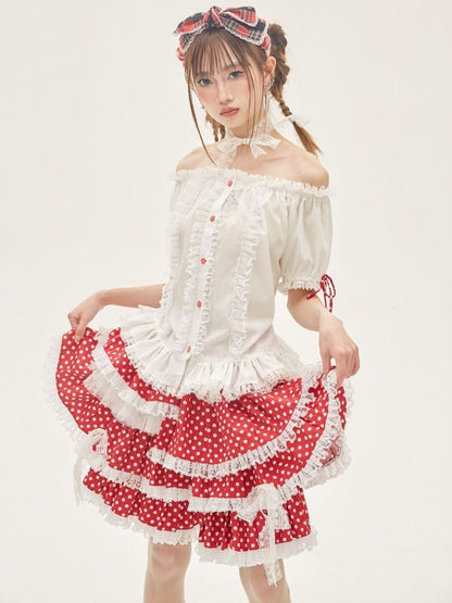 Ruffled Lace Blouse【s0000001876】