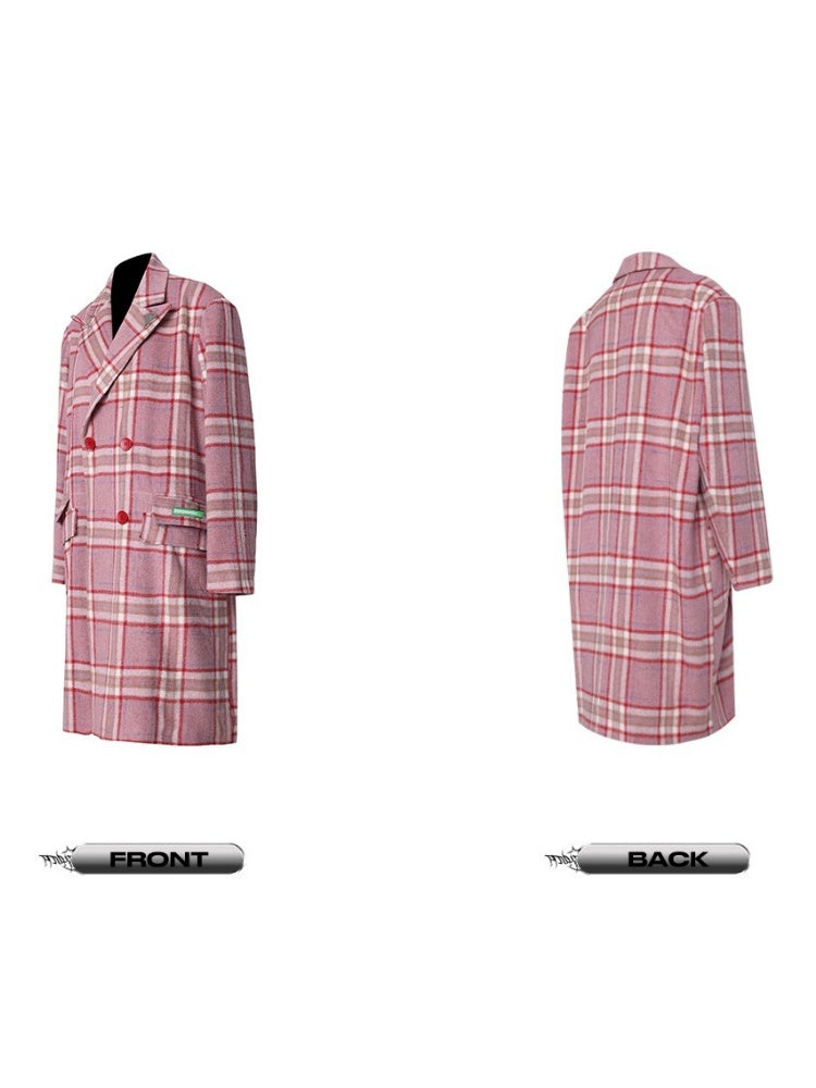 Plaid Mid Length Double Breasted Coat【s0000004348】