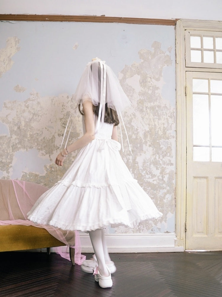 Ribbon Strap Plaid Lace Swing One Piece【s0000003816】