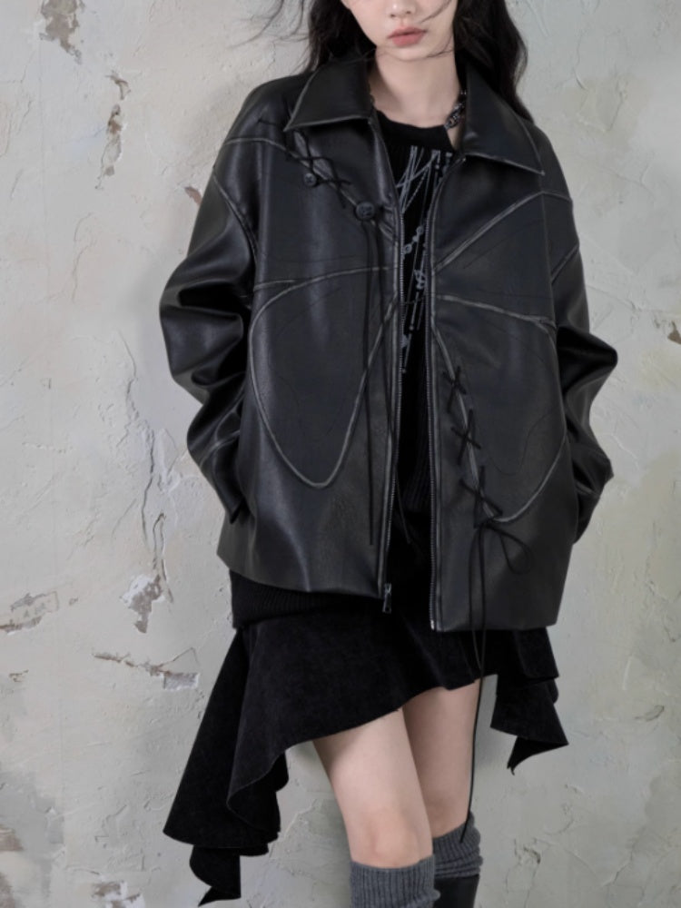 Belt Accent Irregular PU Leather Switching Mini Skirt【s0000004401】