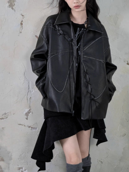 Belt Accent Irregular PU Leather Switching Mini Skirt【s0000004401】