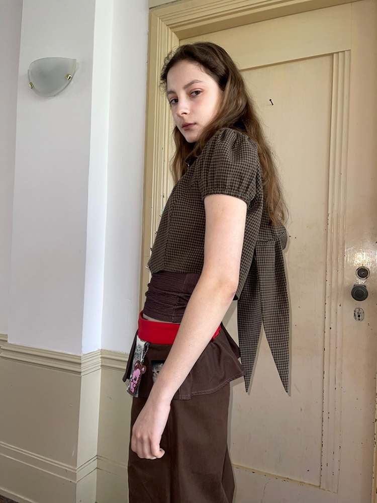 Bunny Ears Hooded Puff Sleeve Short Tops【s0000009033】