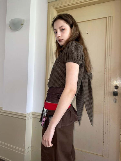 Bunny Ears Hooded Puff Sleeve Short Tops【s0000009033】