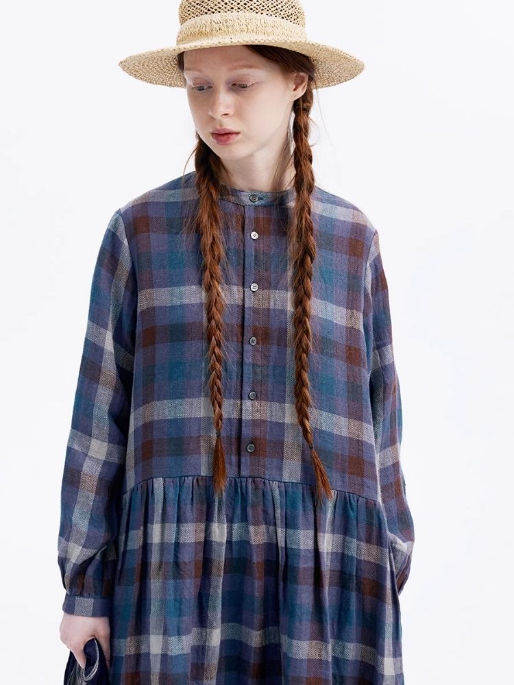 Plaid Long Sleeve Dress【s0000007953】