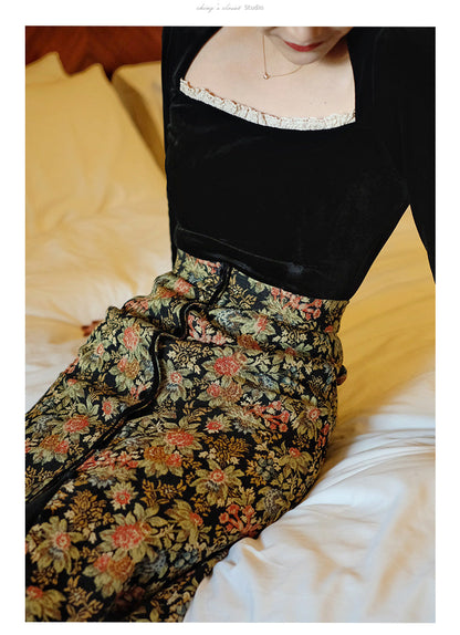 Bouquet of flowers jacquard skirt