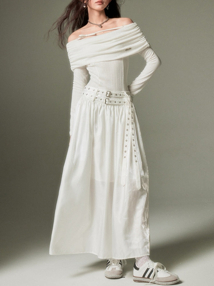 One Shoulder Gather Long  Luxury Dress【s0000003199】