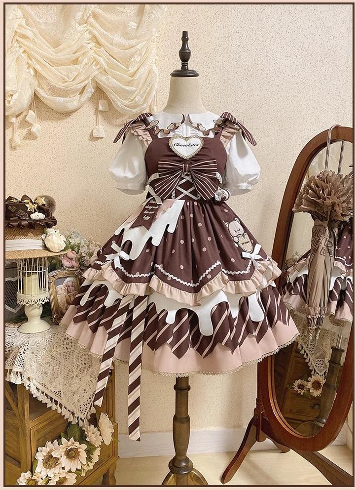 Half Sweet Lolita - Chocolate Milk Pie - Sweet Lolita Jumper Dress Summer Salopette