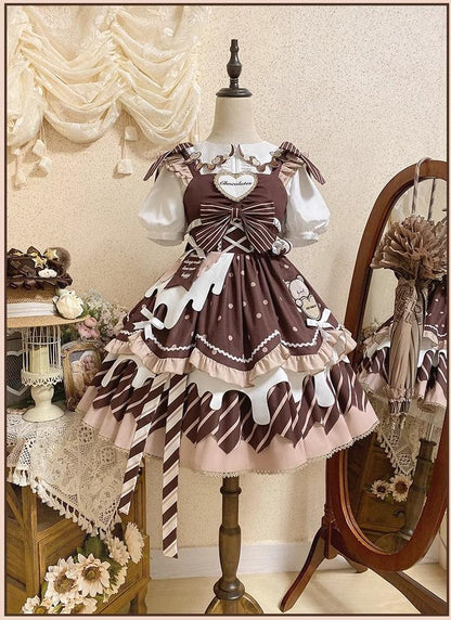 Half Sweet Lolita - Chocolate Milk Pie - Sweet Lolita Jumper Dress Summer Salopette
