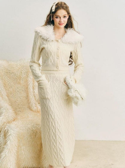 Wool knit suit skirt【s0000004613】