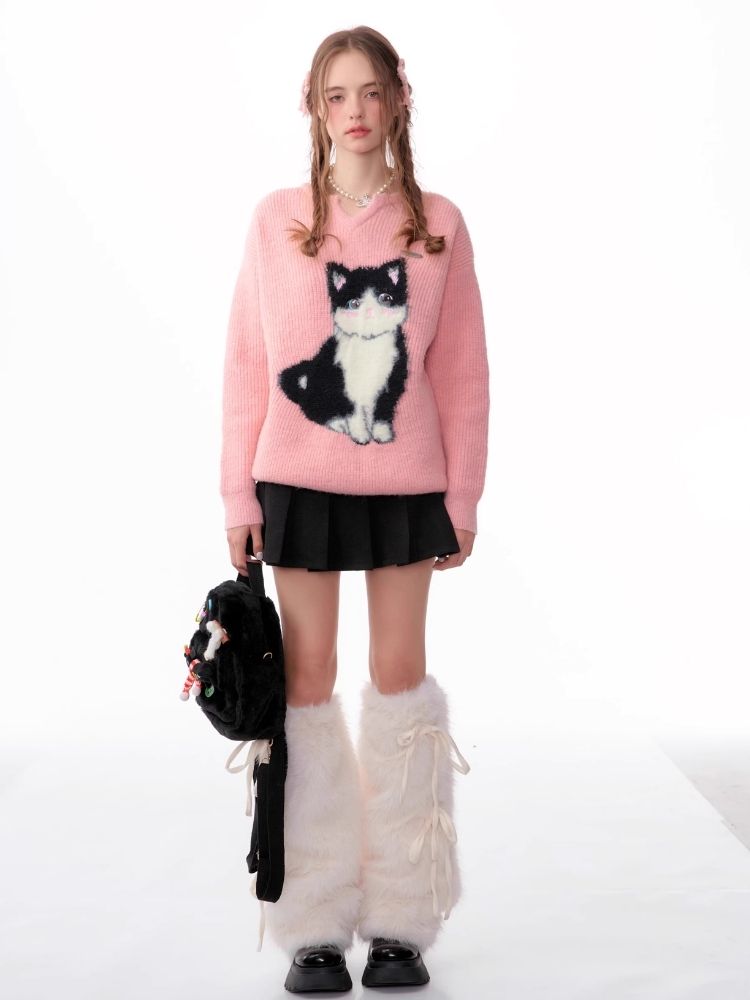 Soft thick thin cute cat sweater【s0000006144】