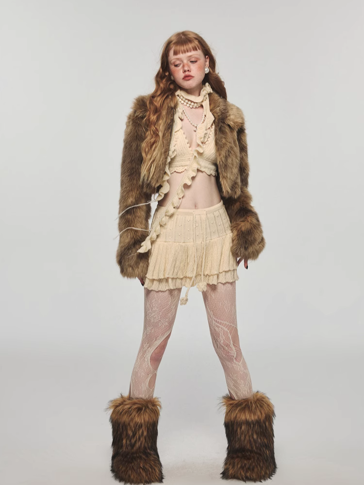 Warm short fur jacket【s0000004137】