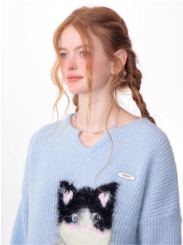 Soft thick thin cute cat sweater【s0000006144】