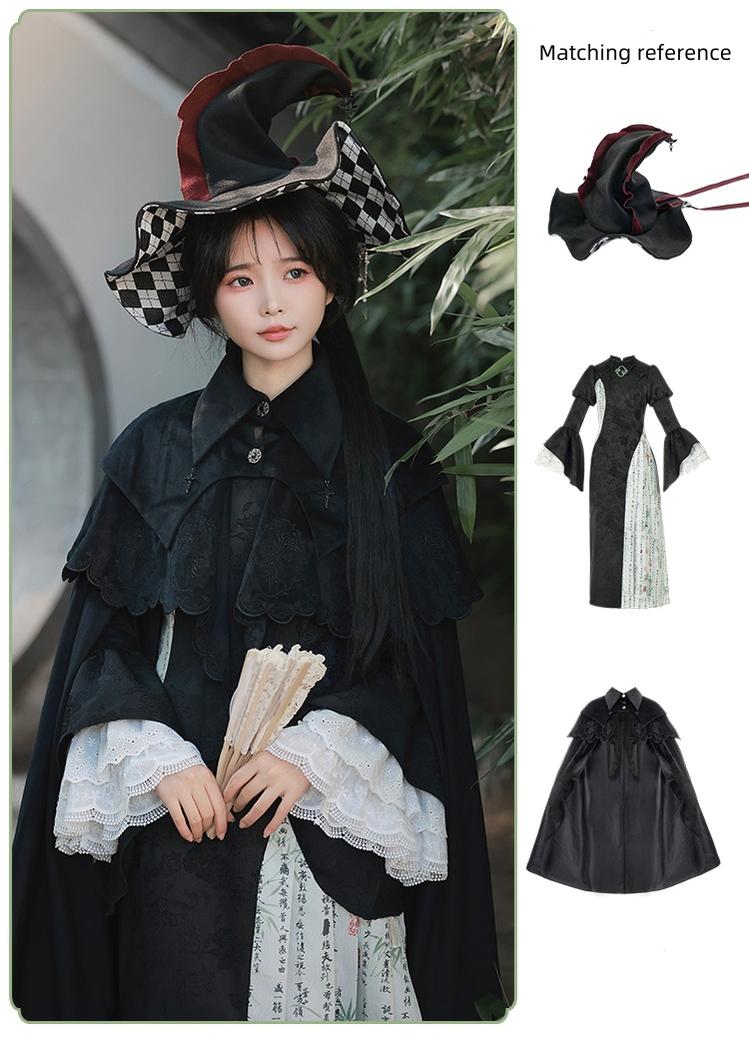 With Puji - Pilgrim - Black Gothic Lolita Cape, Detachable 2-Piece