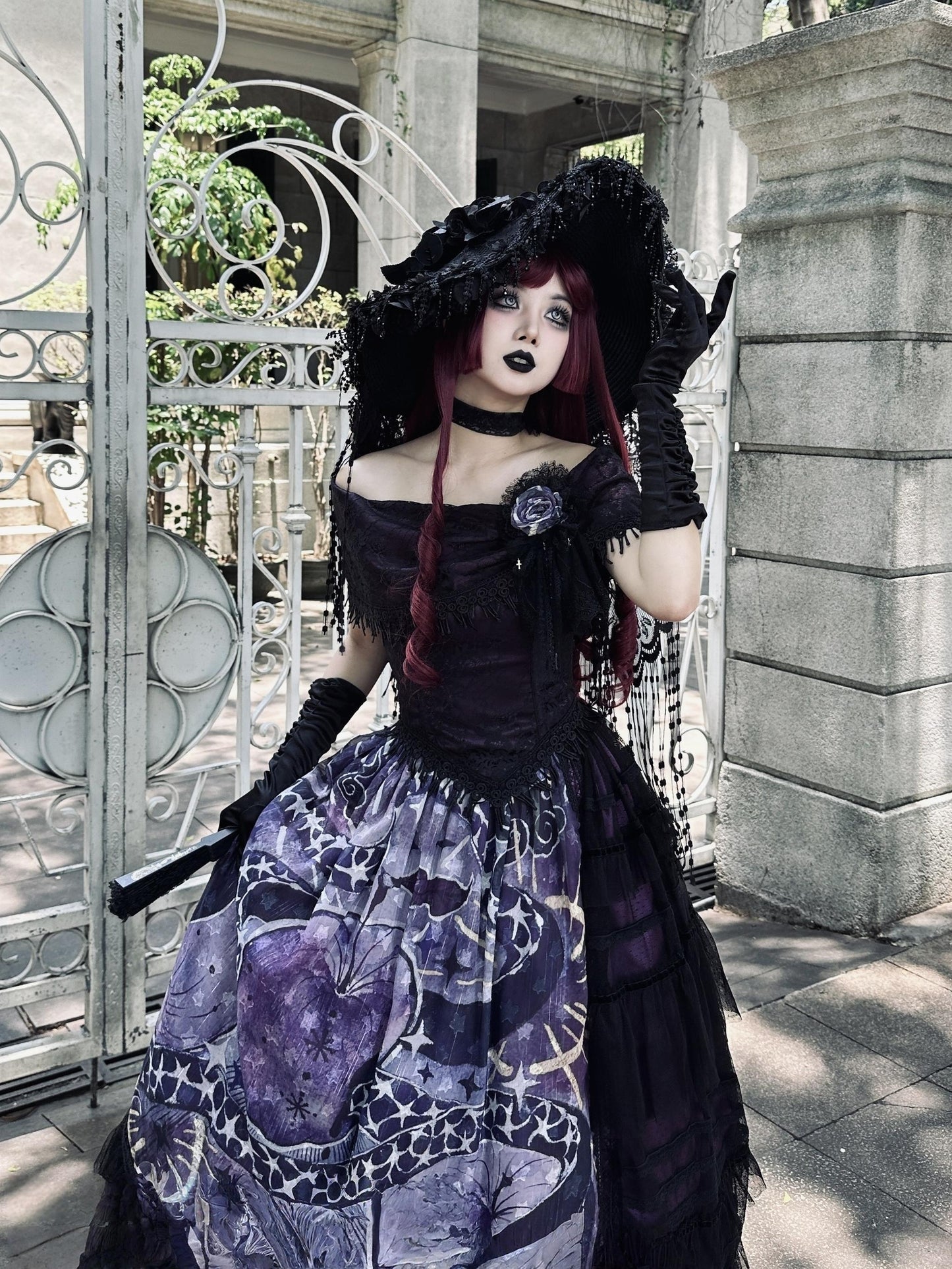 Krncrlo - Laocoon - Gothic Lolita SK Suit With Purple Snake & Apple Print