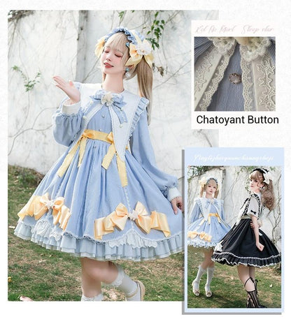 Forest Fluorescent Carps - Sleep Star - Sweet Lolita OP Dress, Long / Short Sleeve
